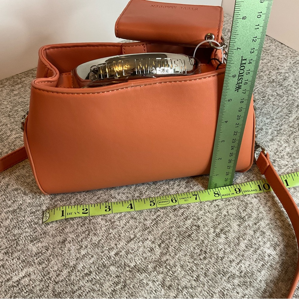 Steve Madden Apricot Crossbody Bag with Adjustable Strap Top Handle orange - Picture 3 of 10